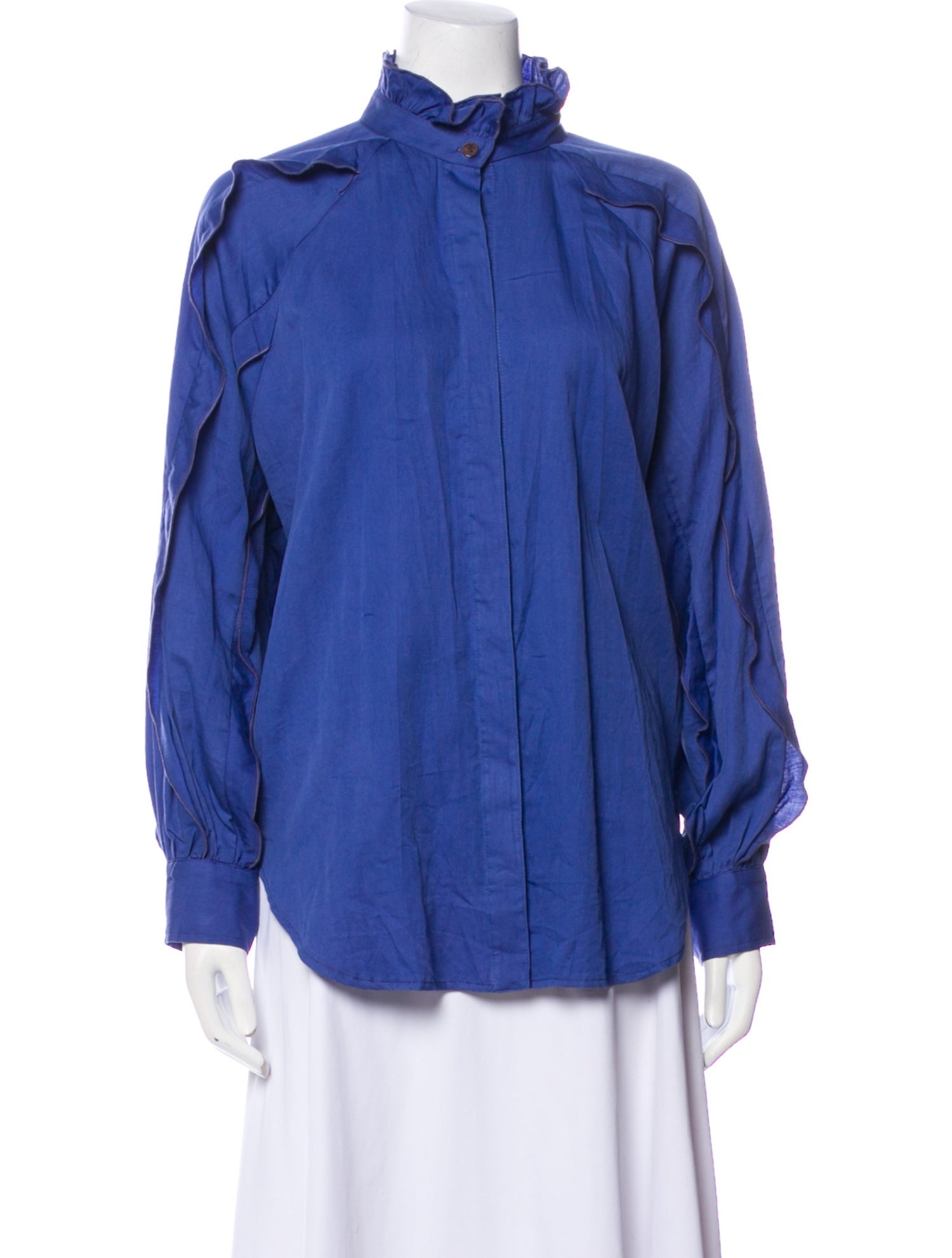 Finley Mock Neck Long Sleeve Button-Up Top