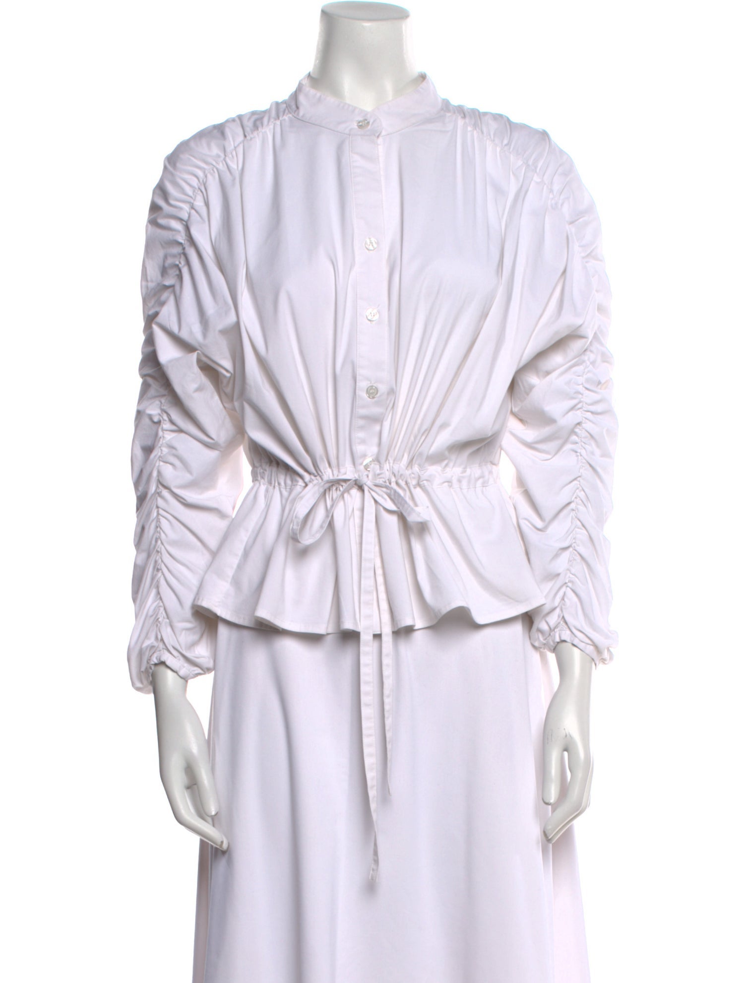 Finley Mock Neck Three-Quarter Sleeve Button-Up Top