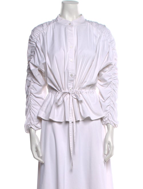 Finley Mock Neck Three-Quarter Sleeve Button-Up Top