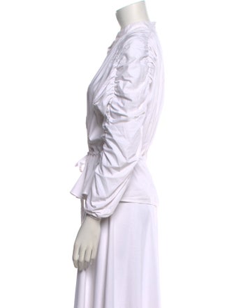 Finley Mock Neck Three-Quarter Sleeve Button-Up Top