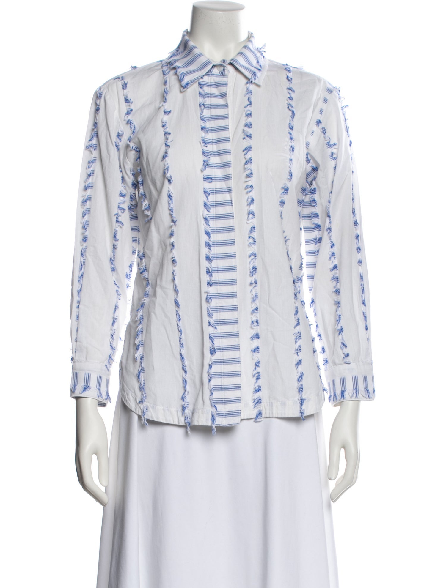 Finley Striped Three-Quarter Sleeve Button-Up Top
