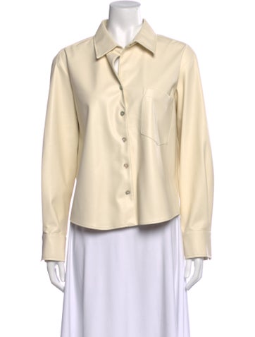 Pre-owned Finley Long Sleeve Button-up Top In Neutral