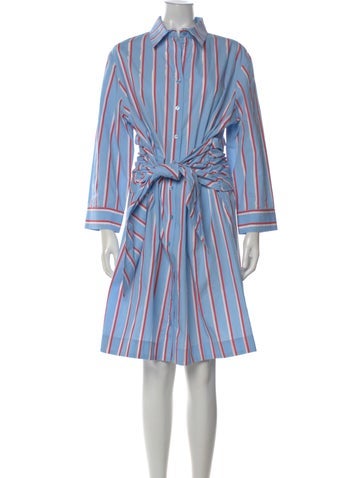 Pre-owned Finley Striped Knee-length Dress In Blue