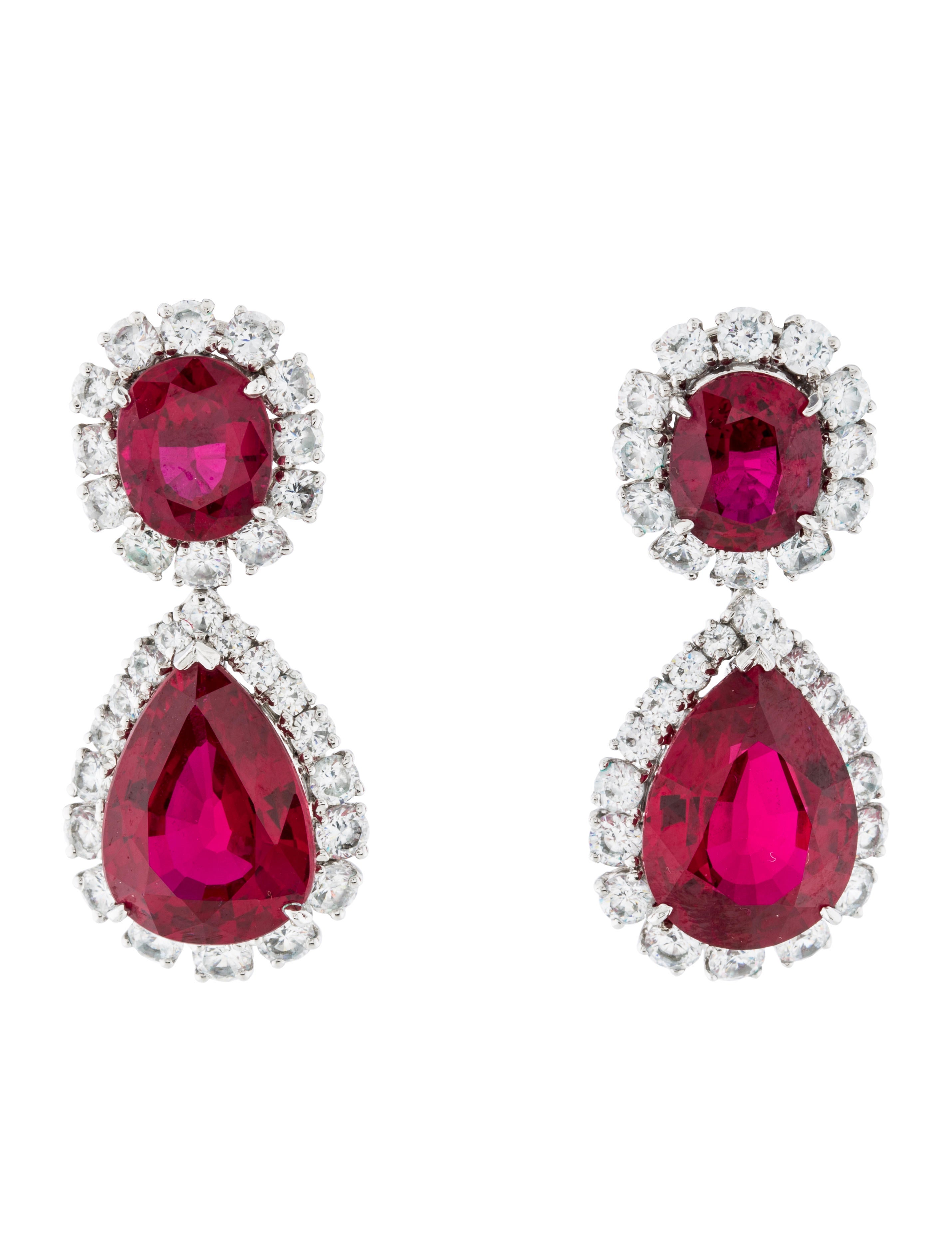 Fantasia by DeSerio Synthetic Ruby Earrings