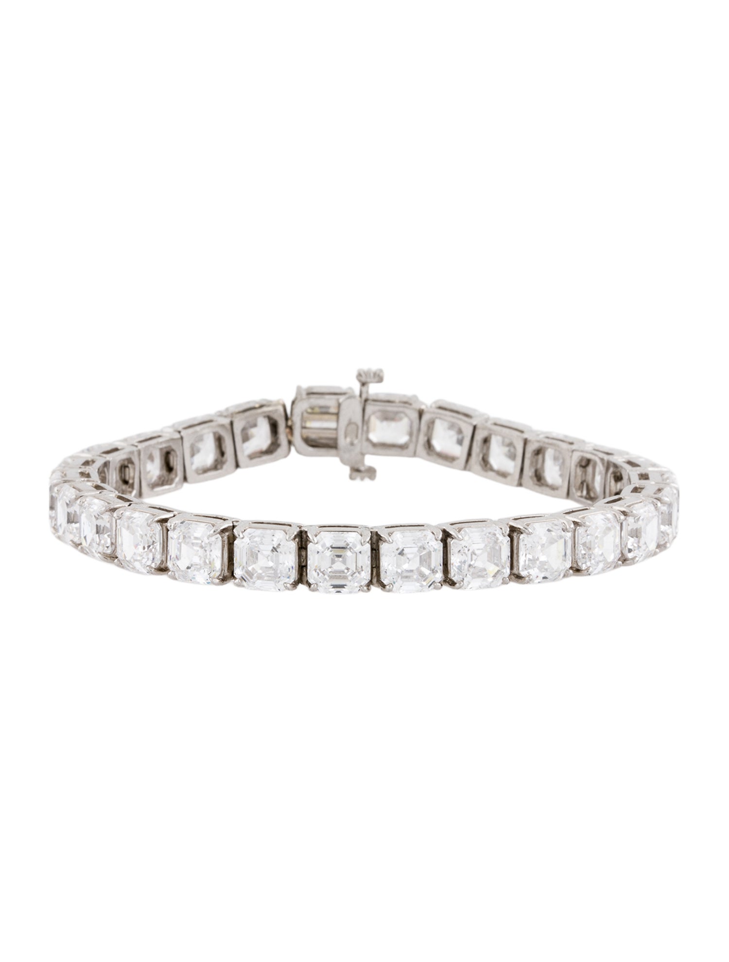 Fantasia by DeSerio Cubic Zirconia Asscher Cut Tennis Bracelet