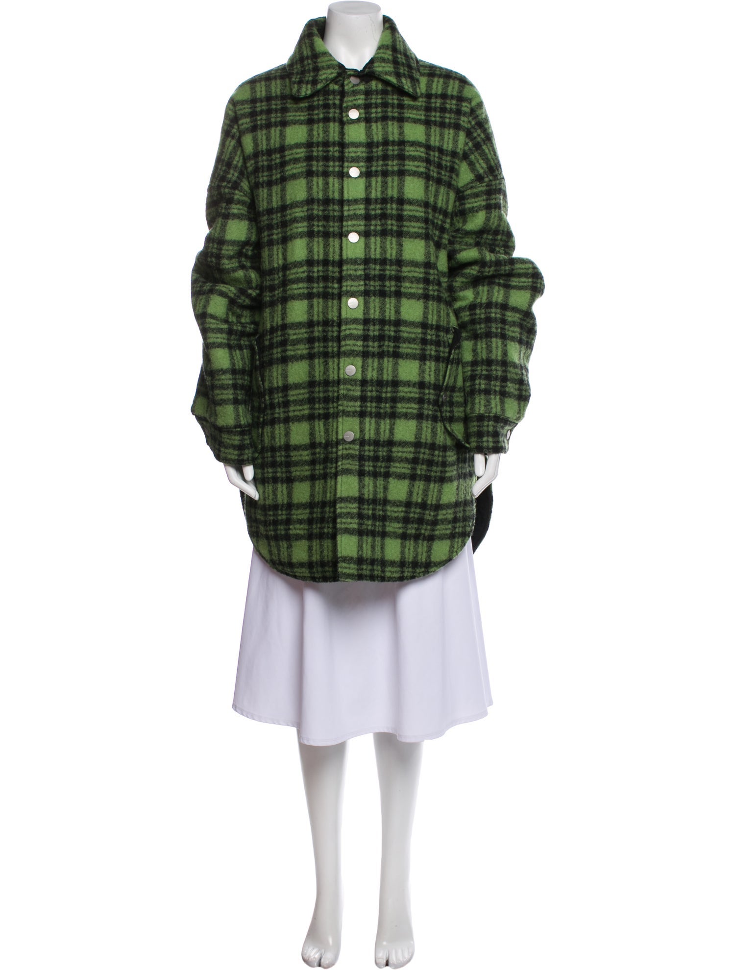 Fenty Virgin Wool Plaid Print Coat