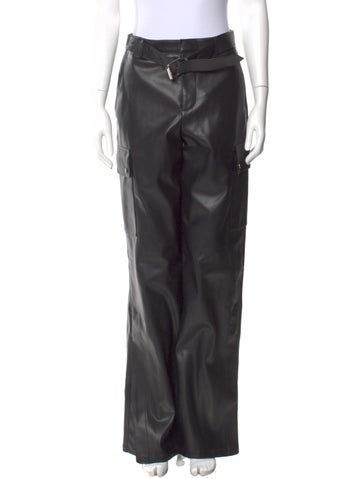 Pre-owned Fenty Faux Leather Straight Leg Pants In Black/grey