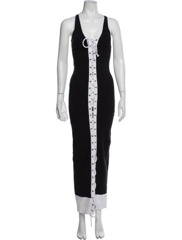 Pre-owned Fenty V-neck Long Dress In Black