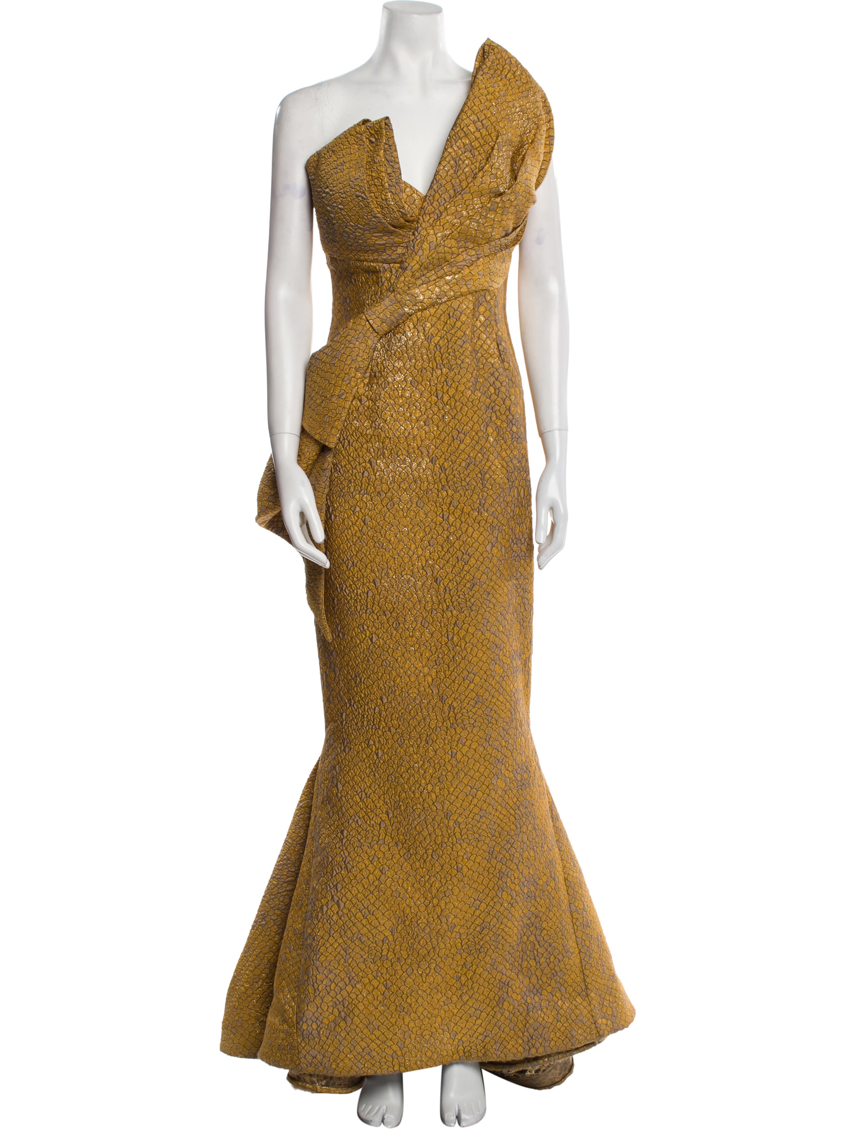 Fouad Sarkis One-Shoulder Long Dress