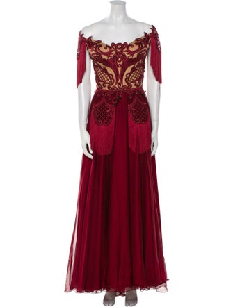 Fouad Sarkis Off-The-Shoulder Long Dress