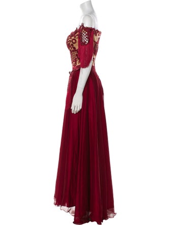 Fouad Sarkis Off-The-Shoulder Long Dress