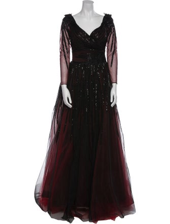 Fouad Sarkis V-Neck Long Dress