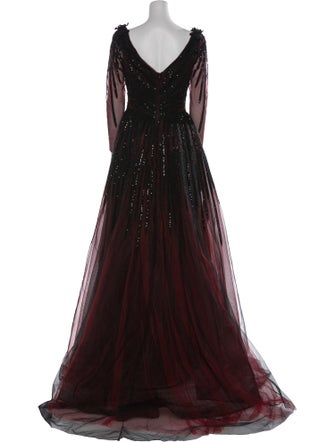 Fouad Sarkis V-Neck Long Dress