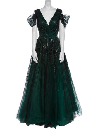 Fouad Sarkis V-Neck Long Dress