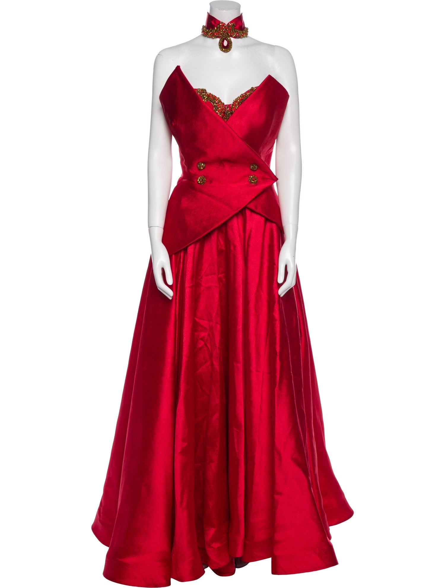 FOUD SARKIS Strapless Long Dress