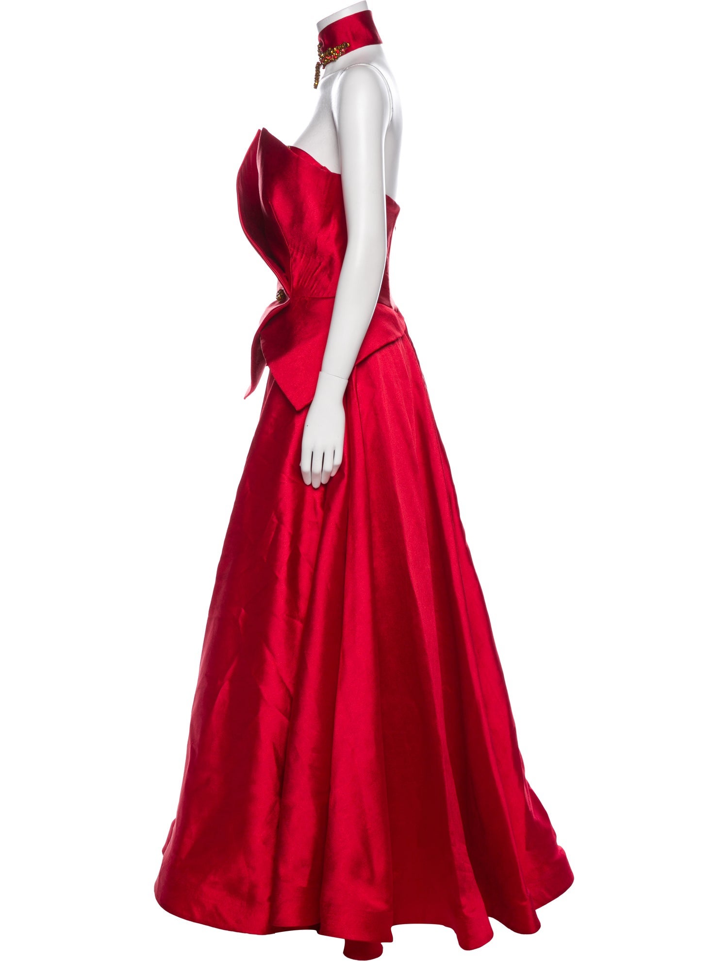 FOUD SARKIS Strapless Long Dress