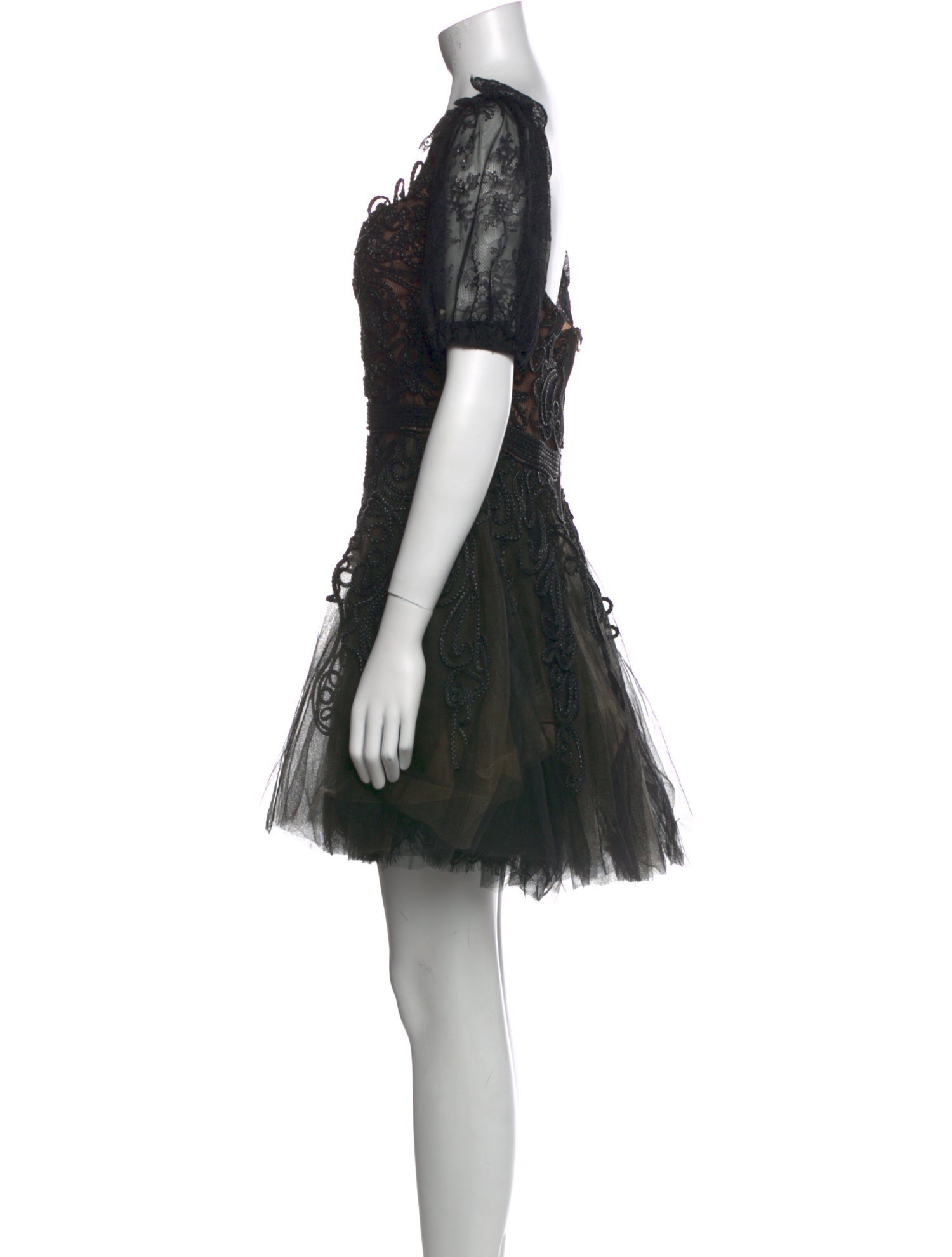 FOUD SARKIS Lace Pattern Mini Dress