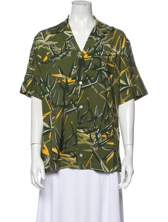 Fortela Printed V-Neck Button-Up Top