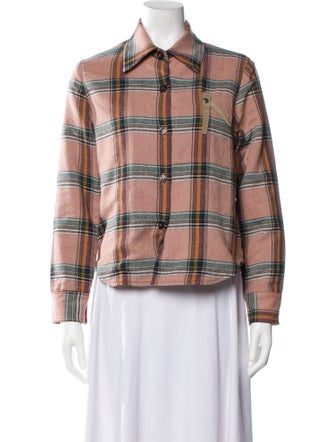 Fortela Wool Plaid Print Button-Up Top