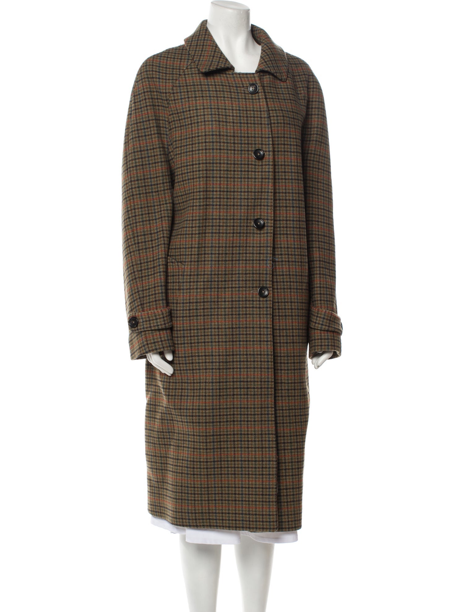 Fortela Merino Wool Plaid Print Coat