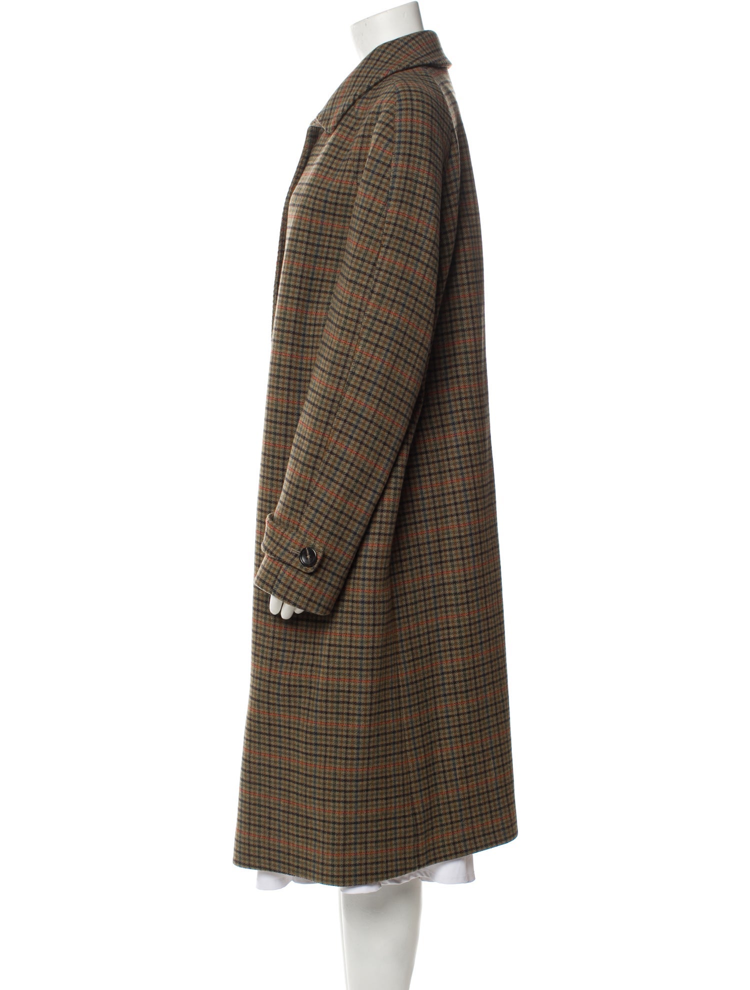 Fortela Merino Wool Plaid Print Coat
