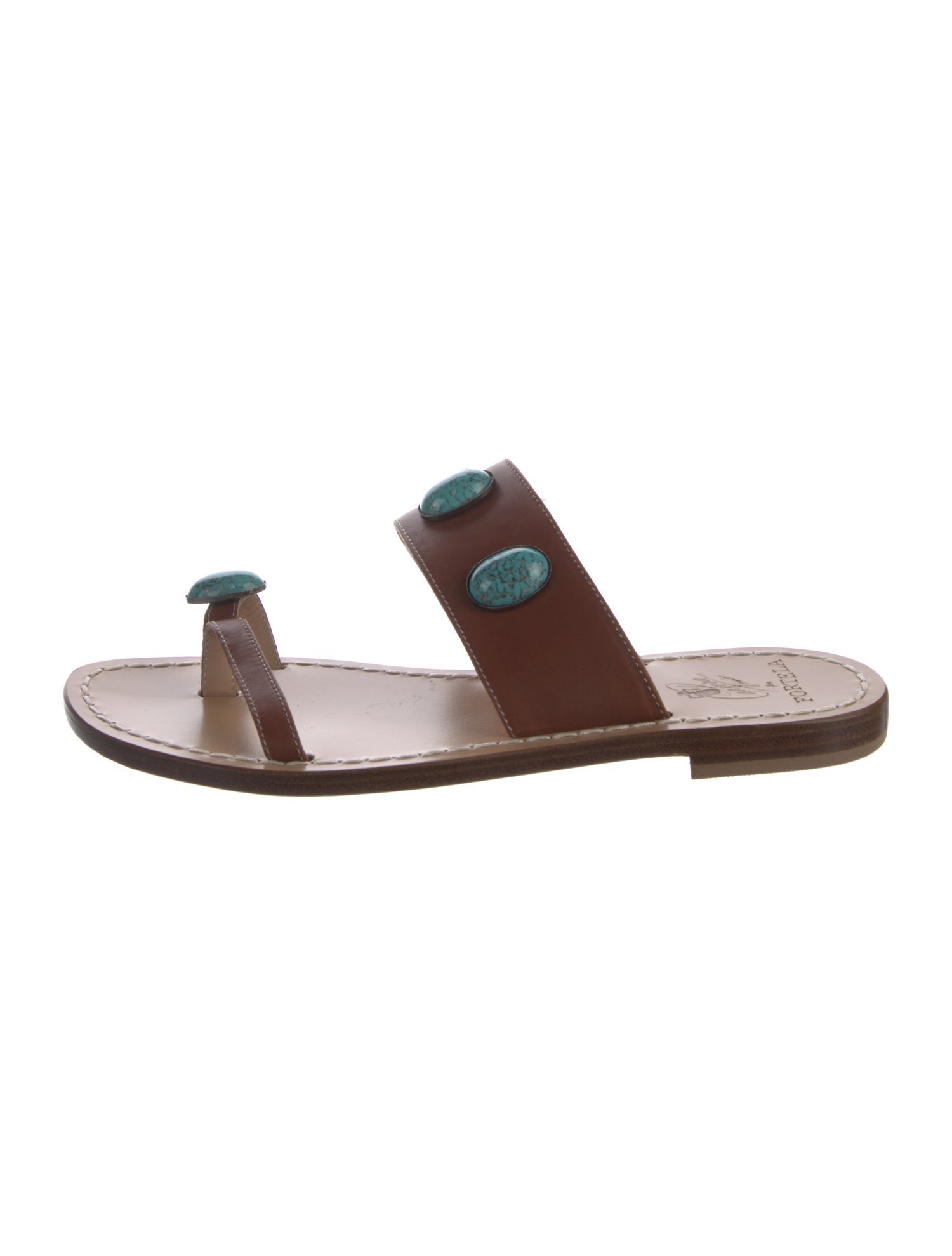 Fortela Leather Graphic Print Slides
