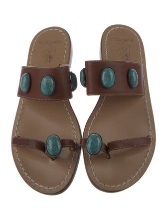 Fortela Leather Graphic Print Slides