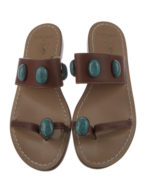 Fortela Leather Graphic Print Slides