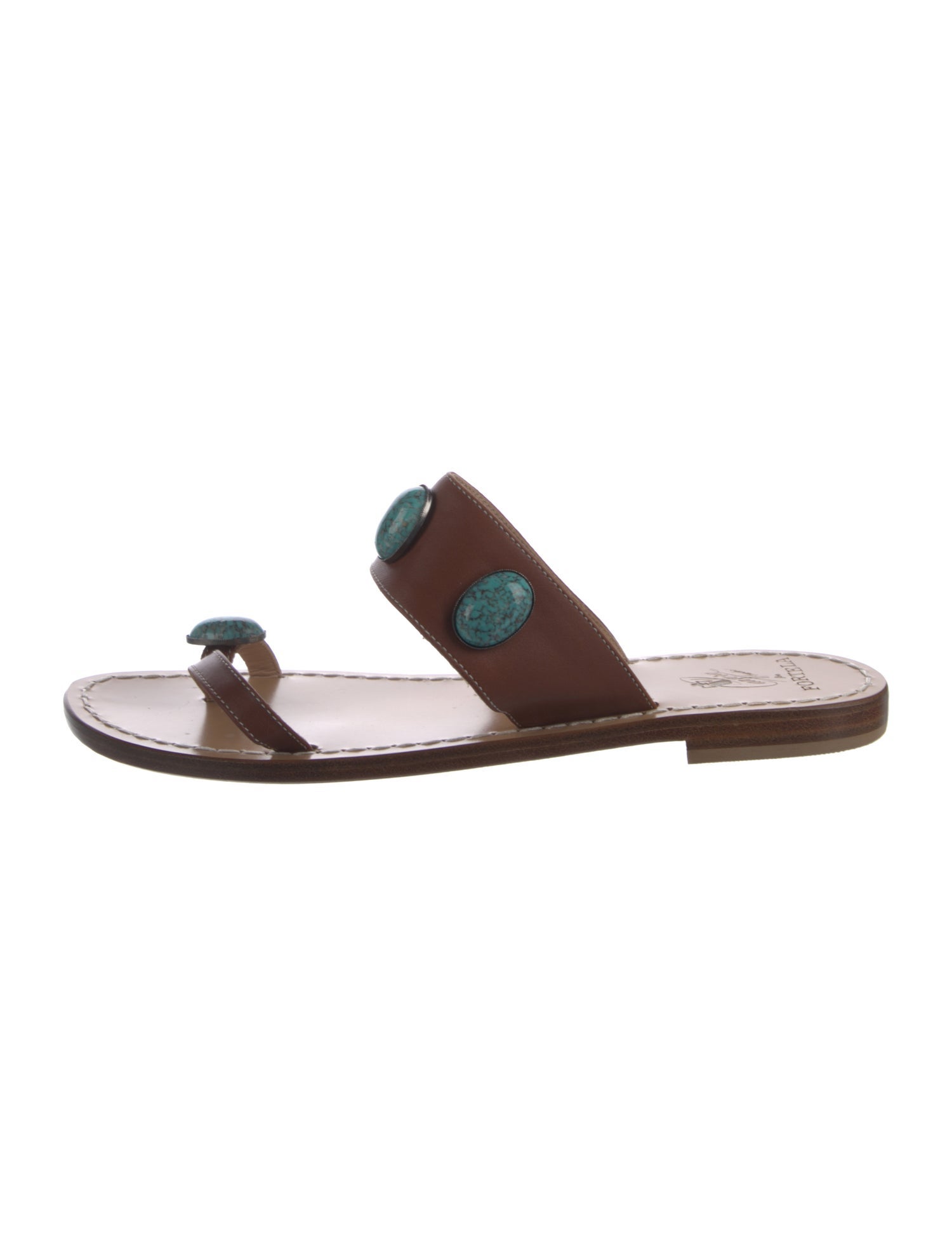 Fortela Leather Graphic Print Slides