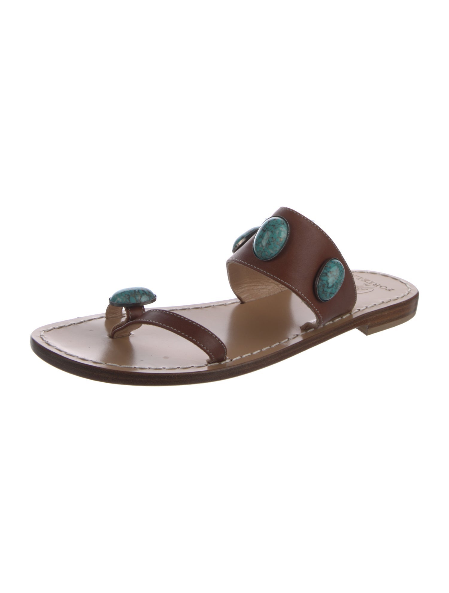 Fortela Leather Graphic Print Slides