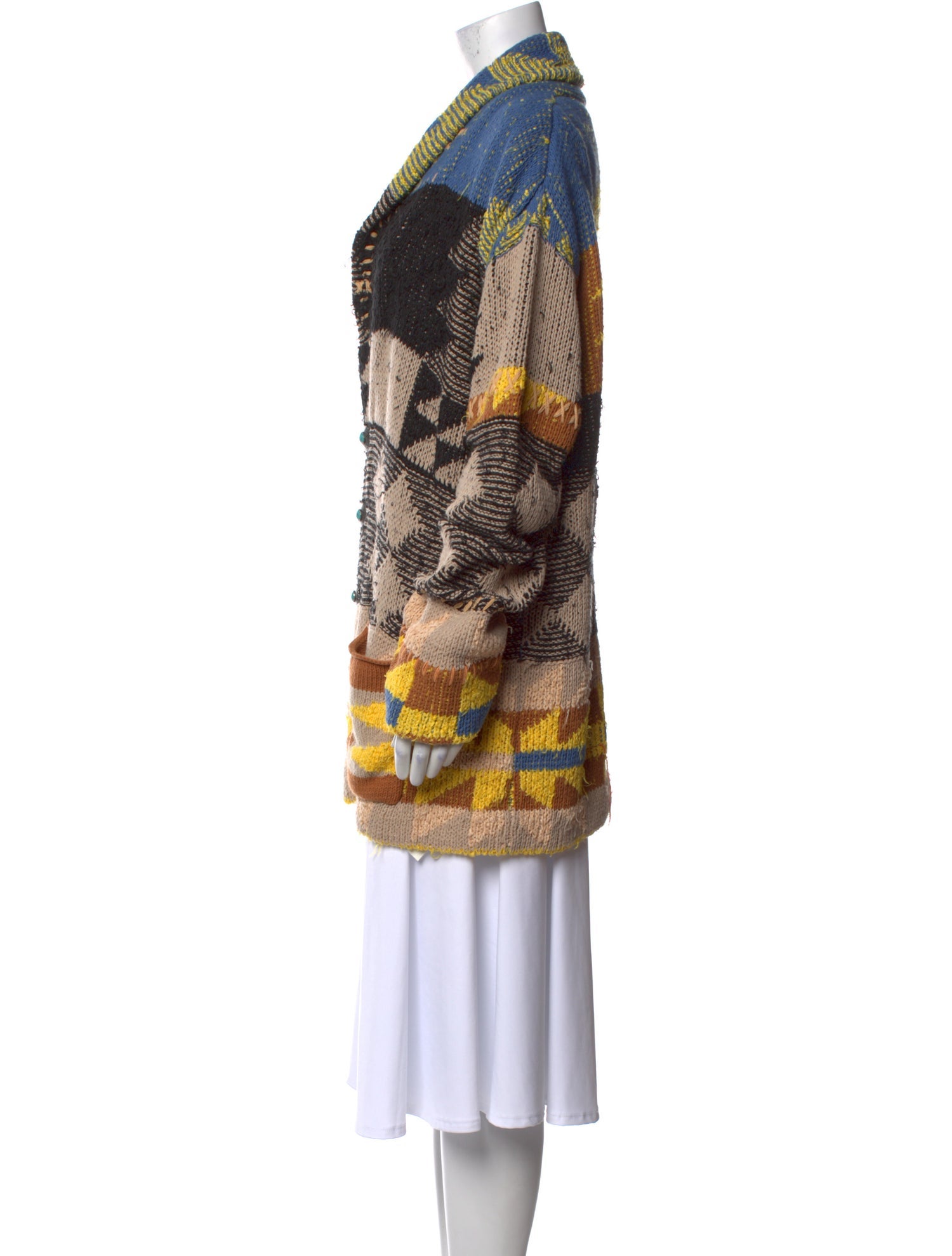 Fortela Colorblock Pattern V-Neck Sweater