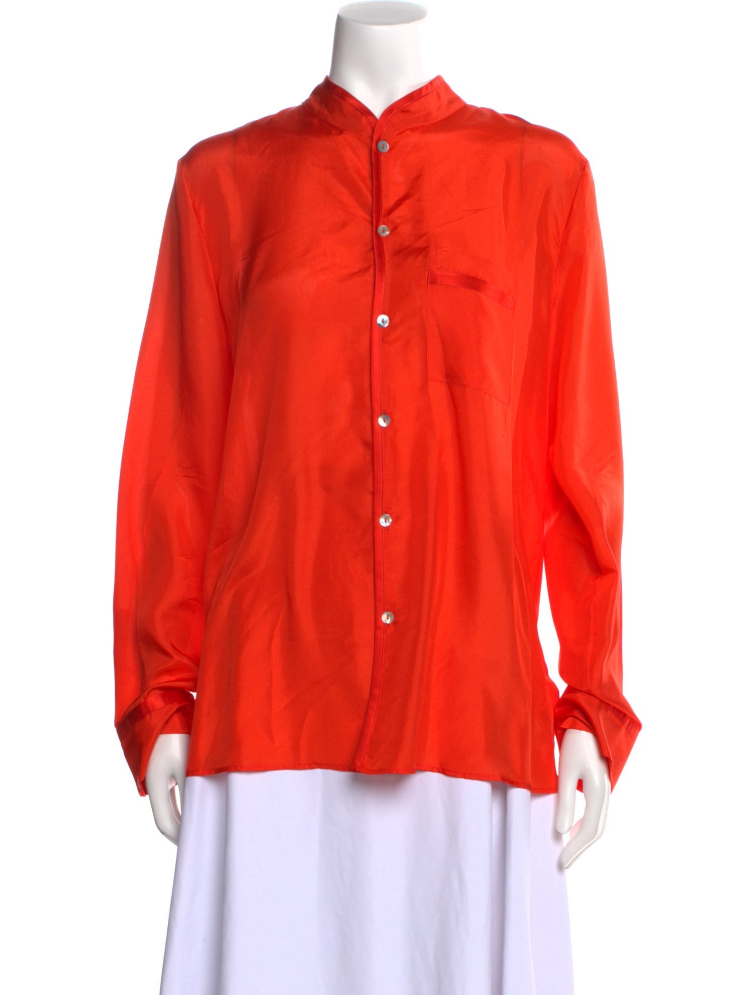 Forte Forte Silk Mock Neck Button-Up Top