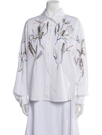Forte Forte Printed Long Sleeve Button-Up Top