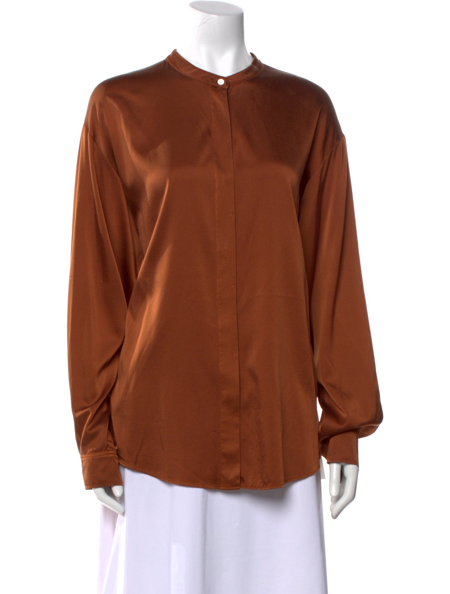 Forte Forte Silk Mock Neck Button-Up Top