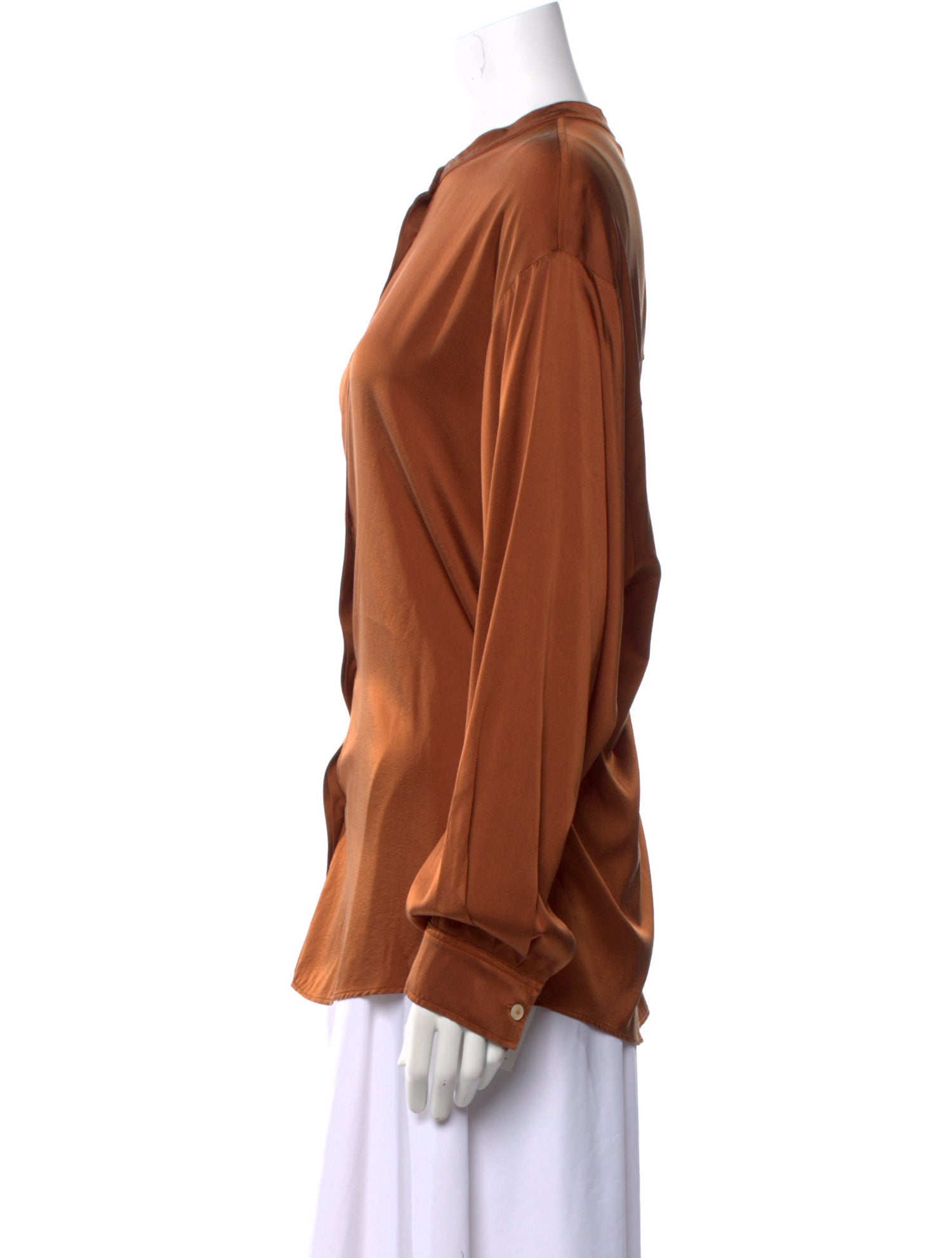 Forte Forte Silk Mock Neck Button-Up Top