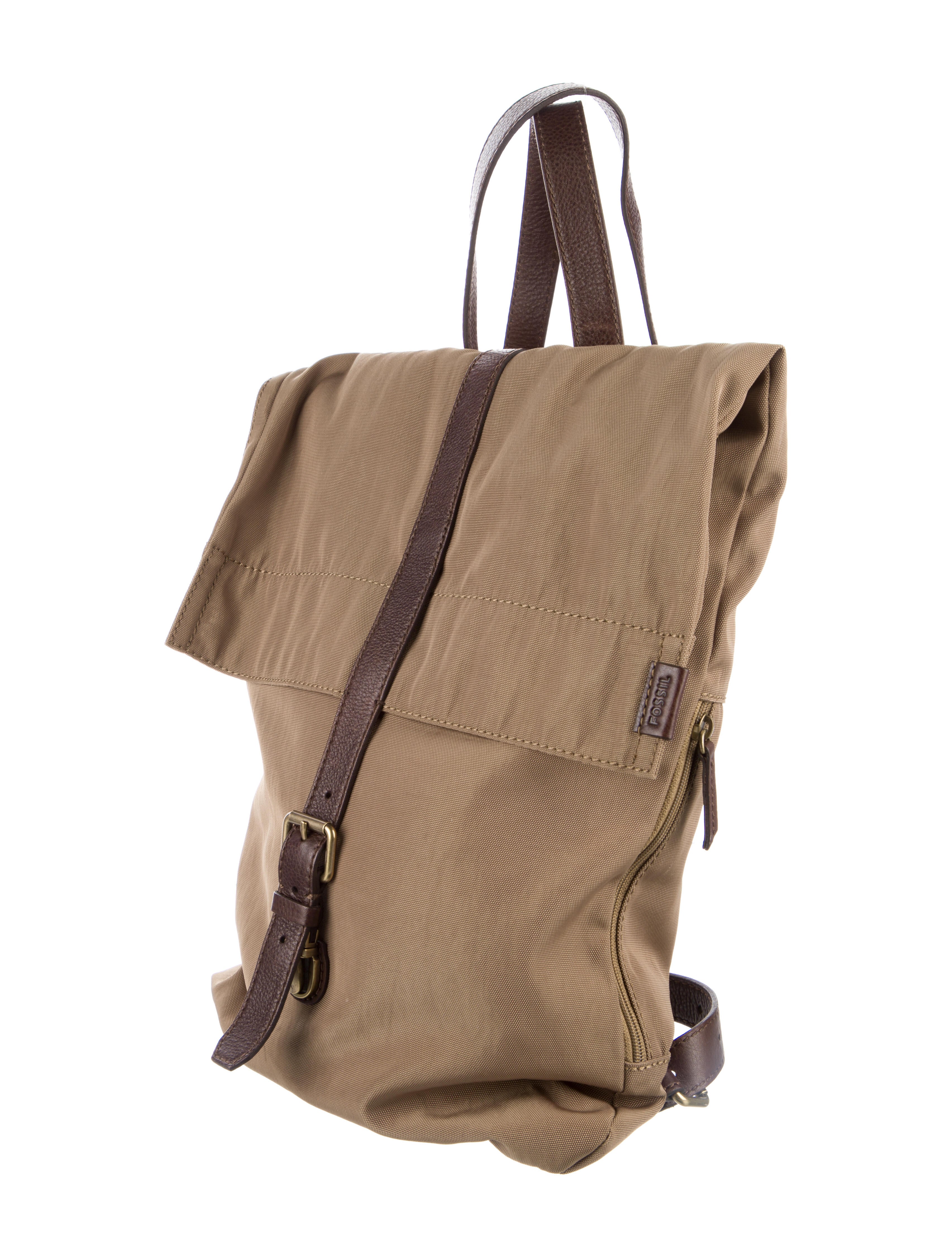 Fossil Leather Trimmed Backpack Green Backpacks, Bags WFOSS20059