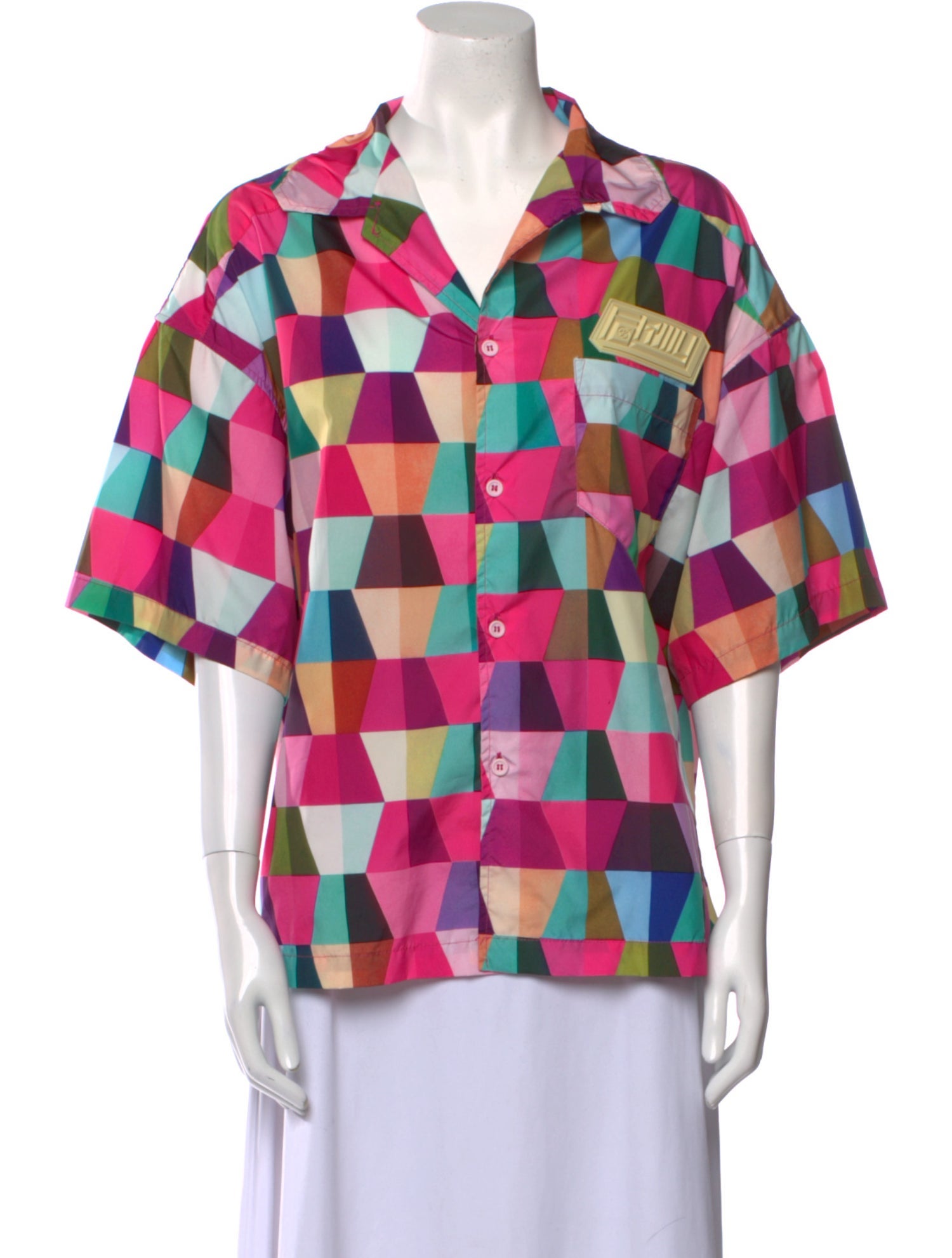 FORMY STUDIO Plaid Print Short Sleeve Button-Up Top