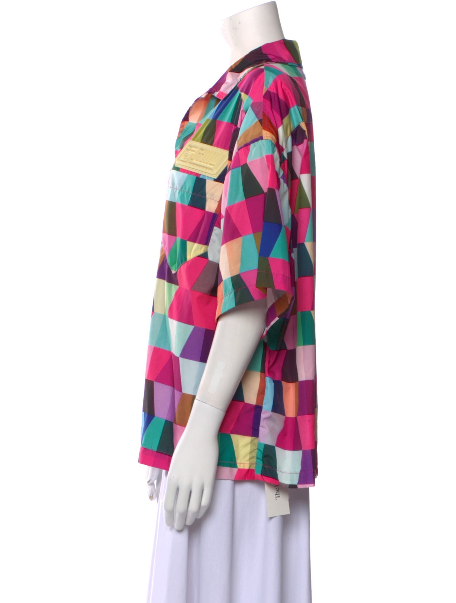 FORMY STUDIO Plaid Print Short Sleeve Button-Up Top