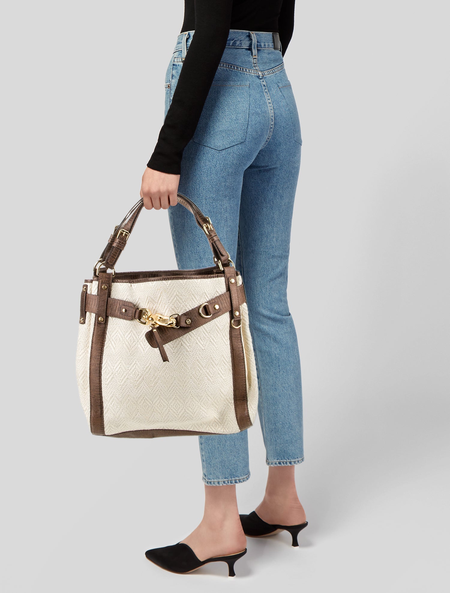 Francesco Biasia Straw Shoulder Bag