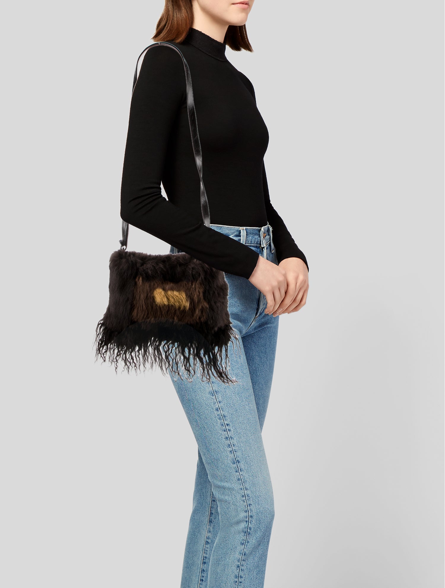 Francesco Biasia Fur Shoulder Bag