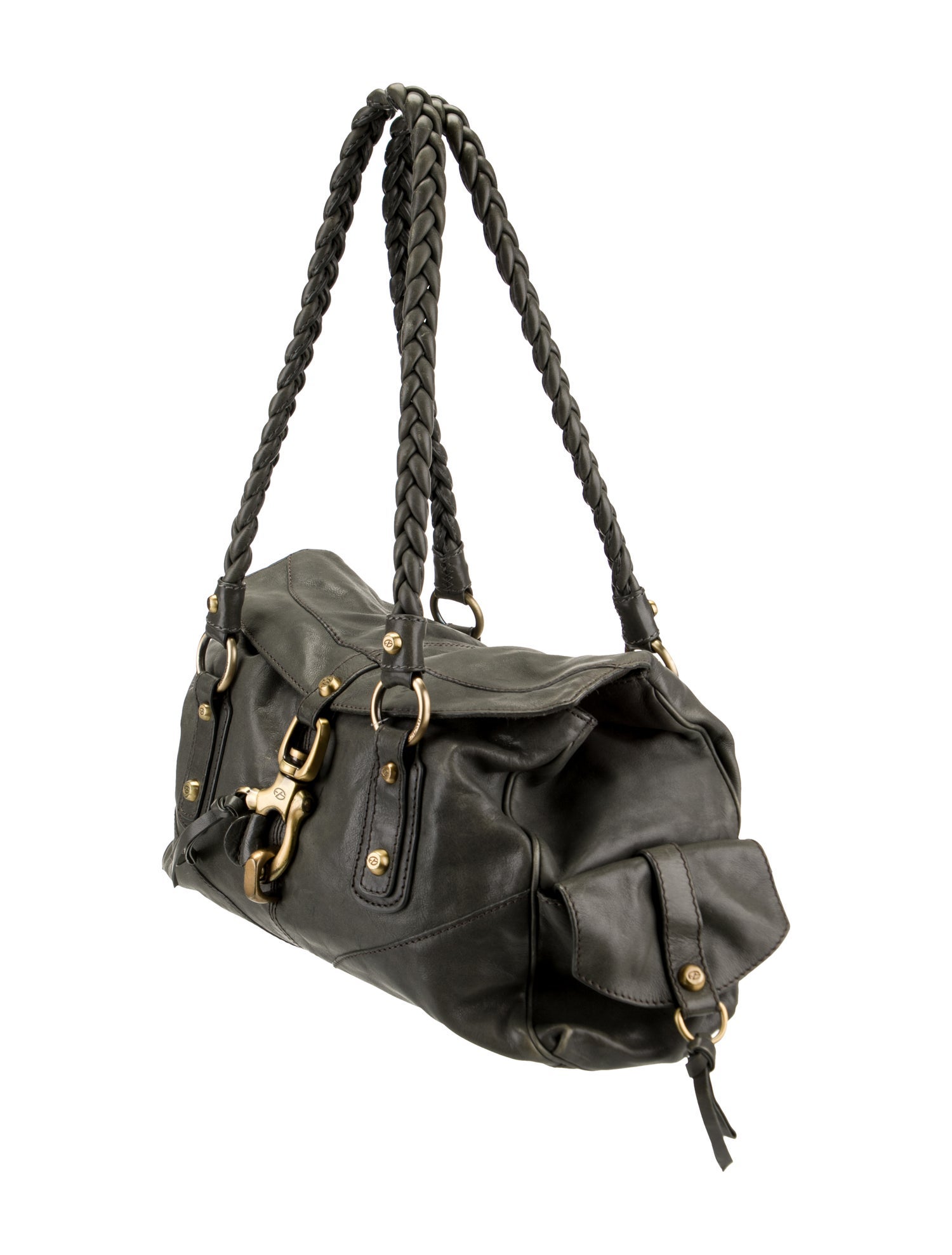 Luana Italy Embossed Patent Leather Shoulder Bag - Brown