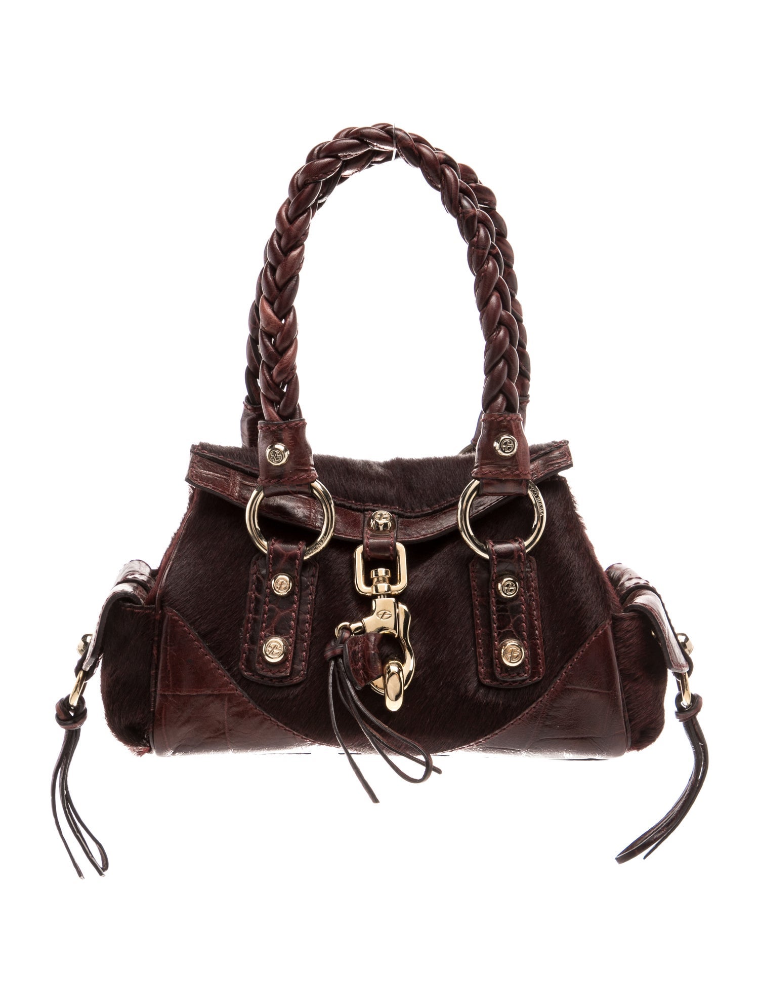 Francesco Biasia Ponyhair Top Handle Bag - Brown Handle Bags