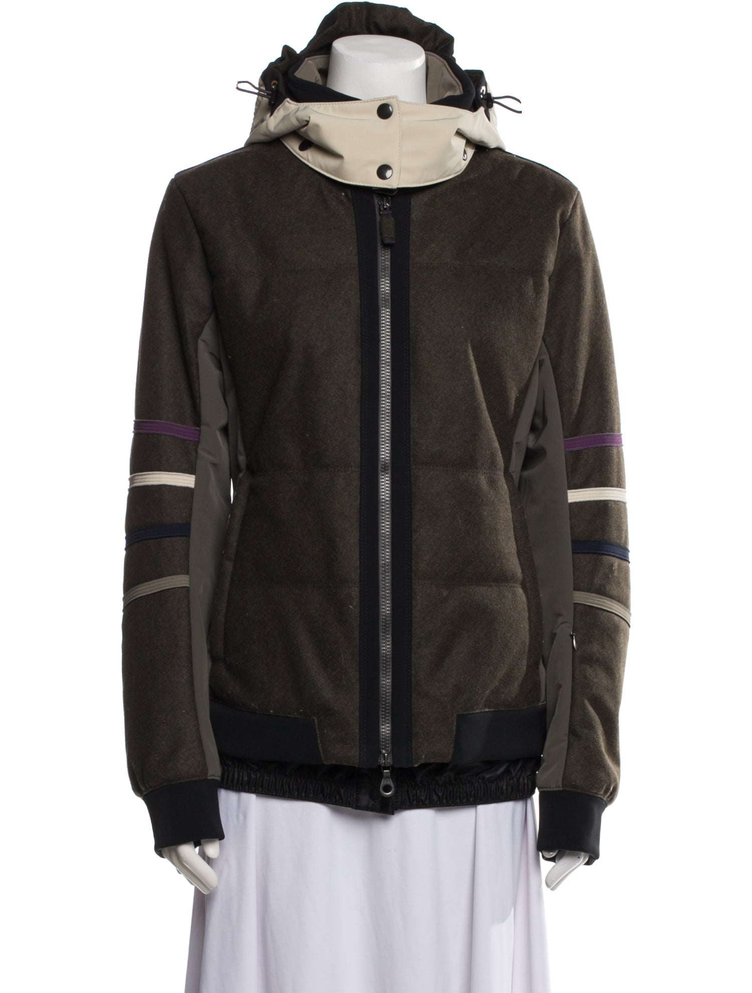 Frauenschuh Nylon Colorblock Pattern Faux Fur Coat