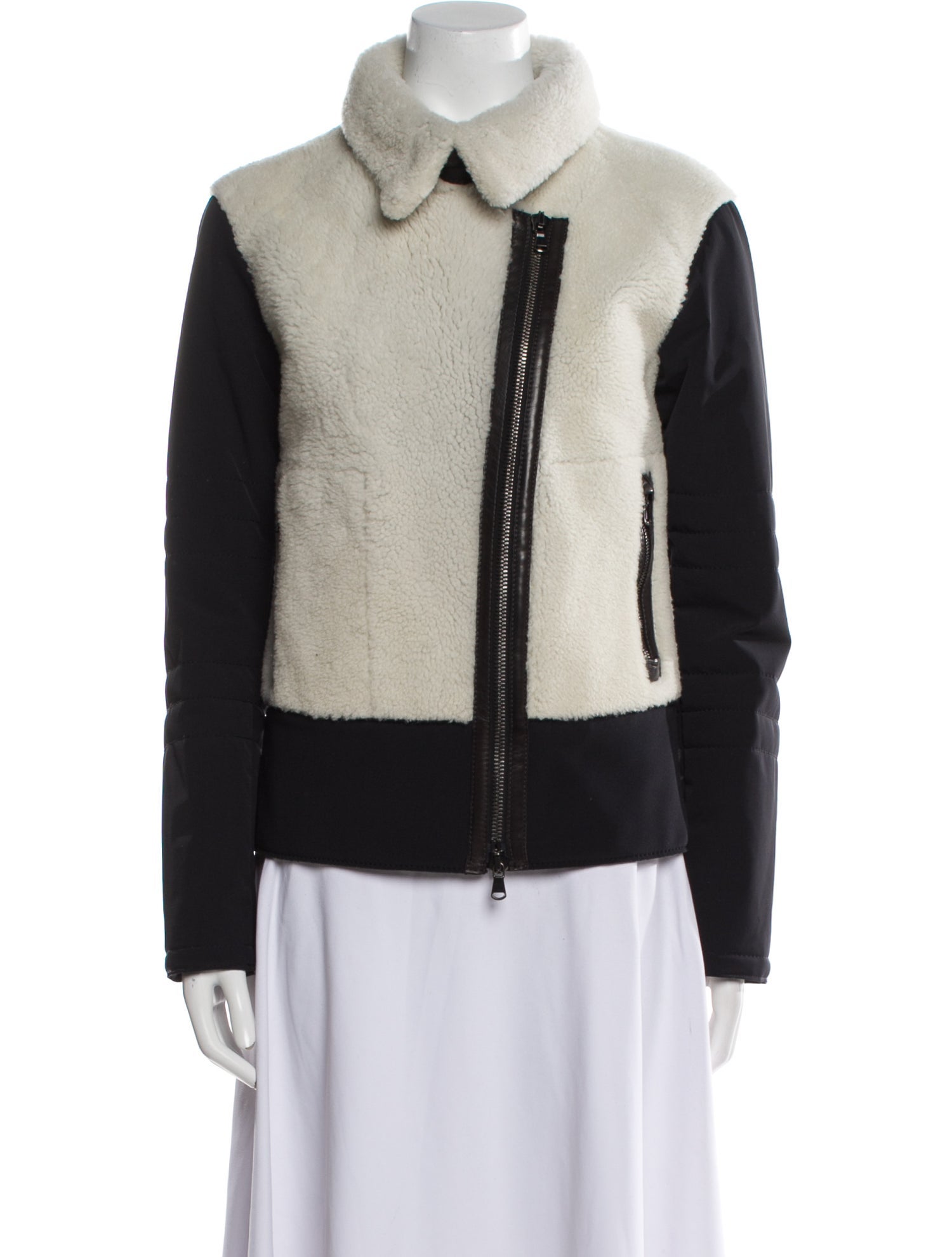 Frauenschuh Lambskin Colorblock Pattern Biker Jacket