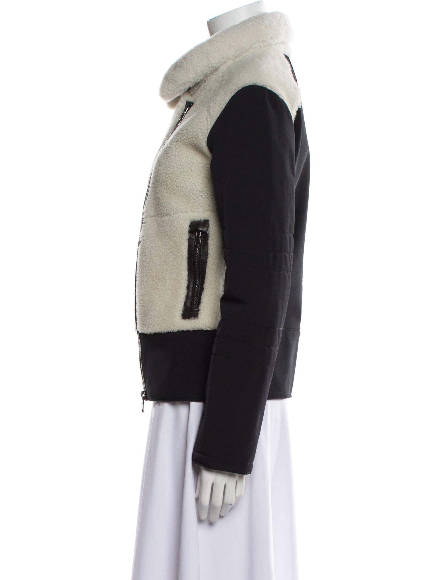 Frauenschuh Lambskin Colorblock Pattern Biker Jacket