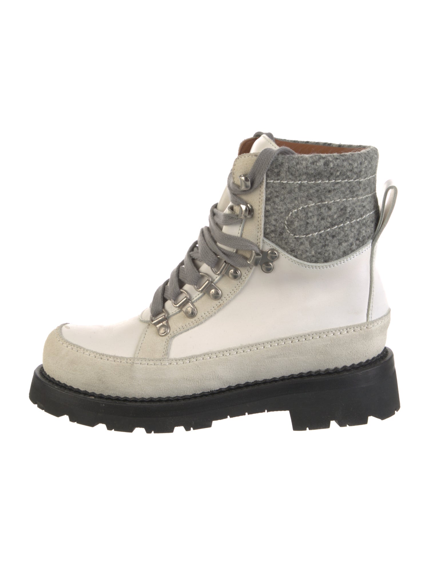 Frauenschuh Leather Colorblock Pattern Combat Boots