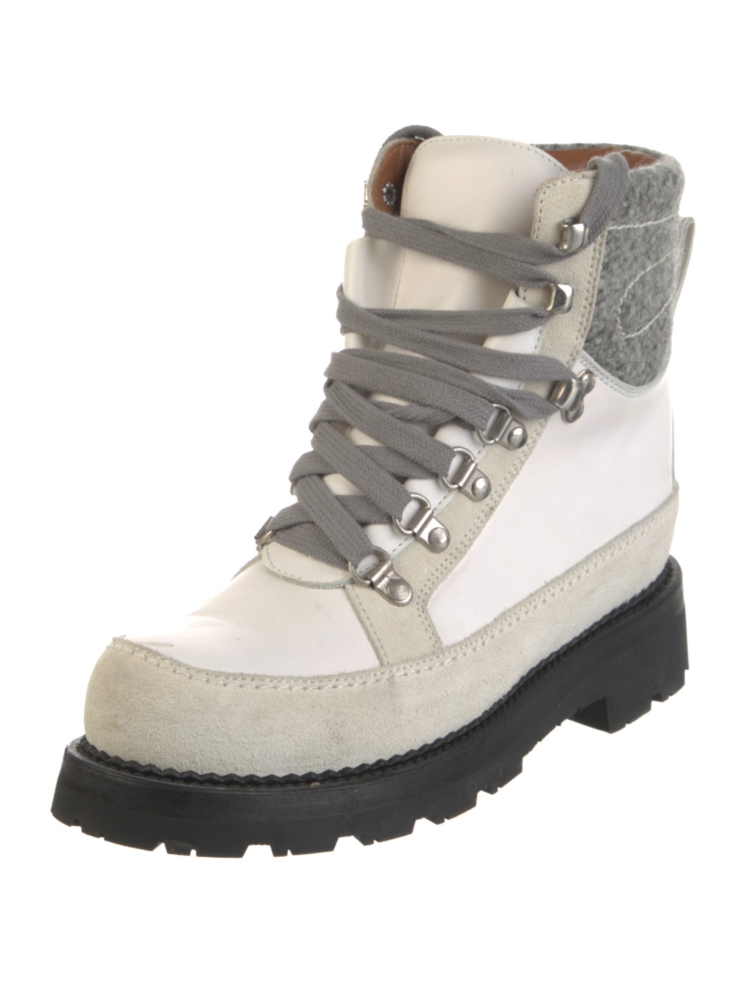 Frauenschuh Leather Colorblock Pattern Combat Boots