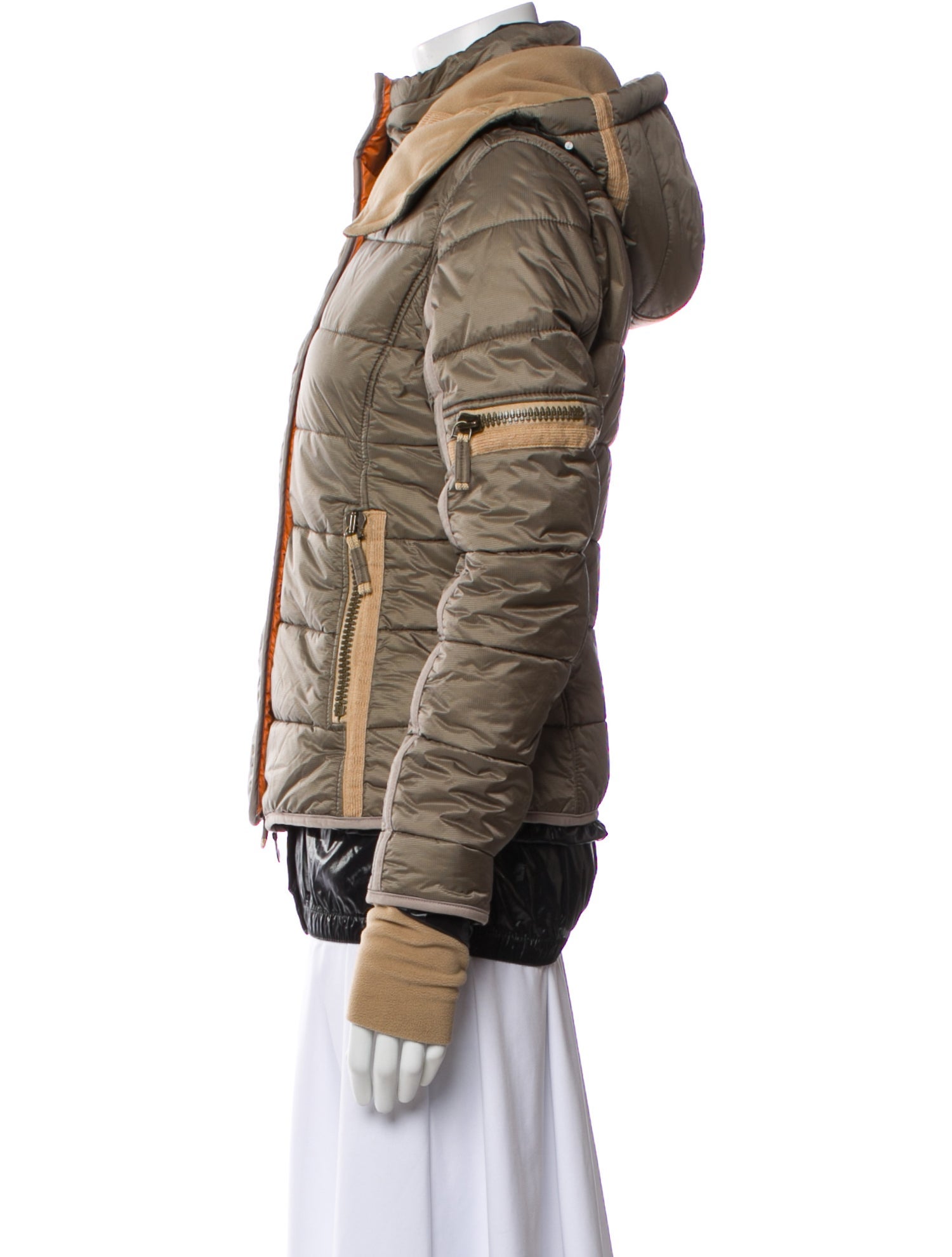 Frauenschuh Nylon Colorblock Pattern Puffer Jacket