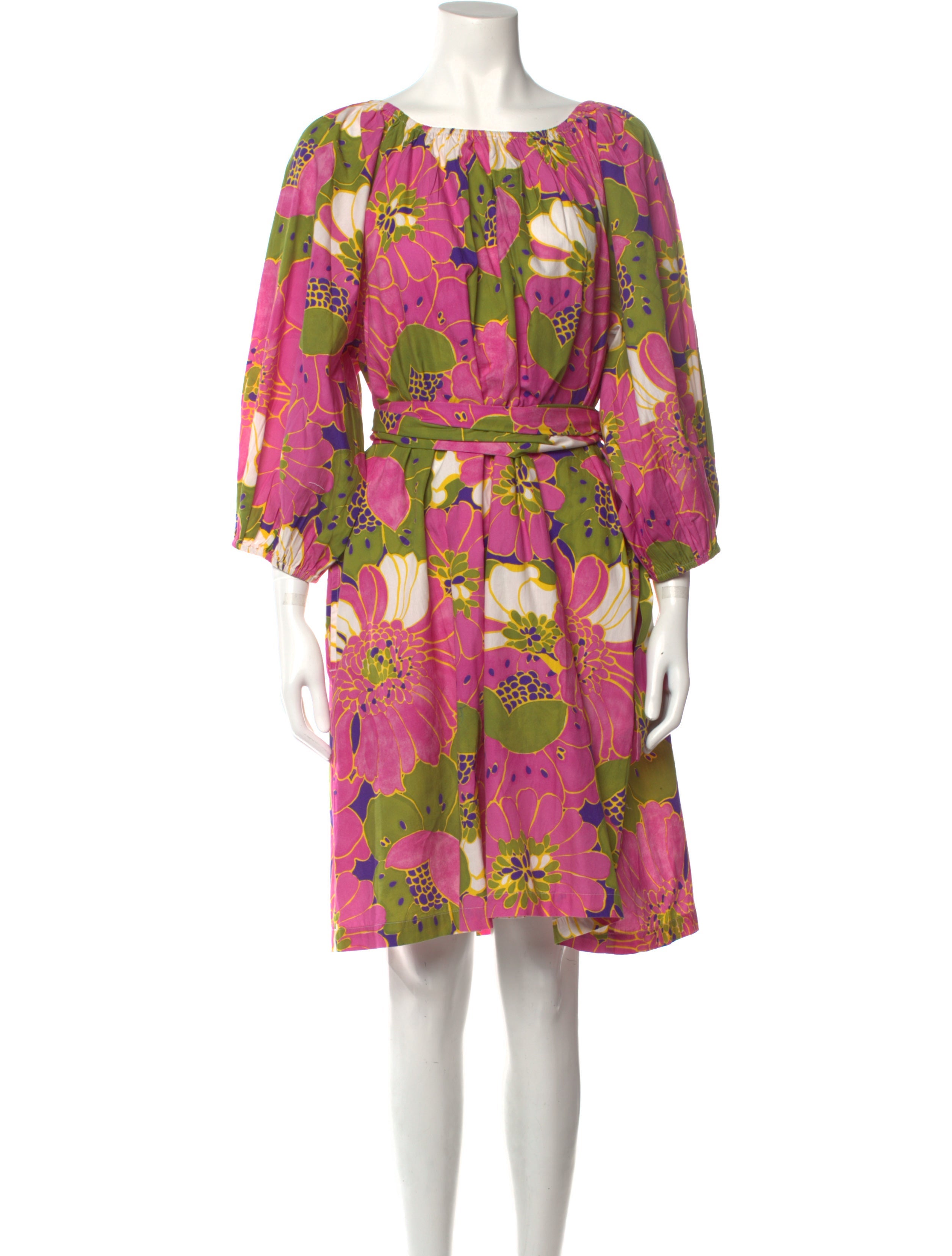 Frances Valentine Floral Print Knee-Length Dress w/ Tags - Pink Dresses ...