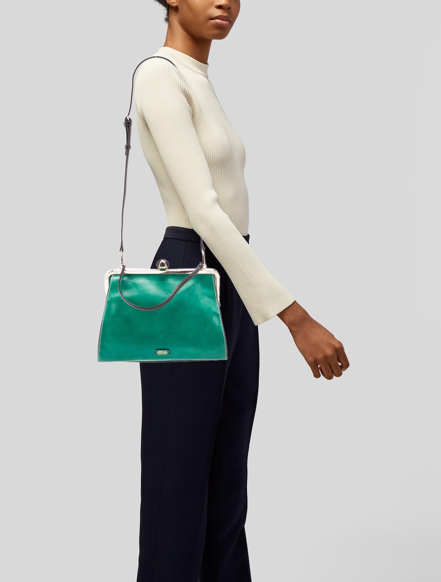 Frances Valentine Green Vinyl Bucket Bag Frances Valentine Leather Handle Bag - Green Handle Bags  main image 3
